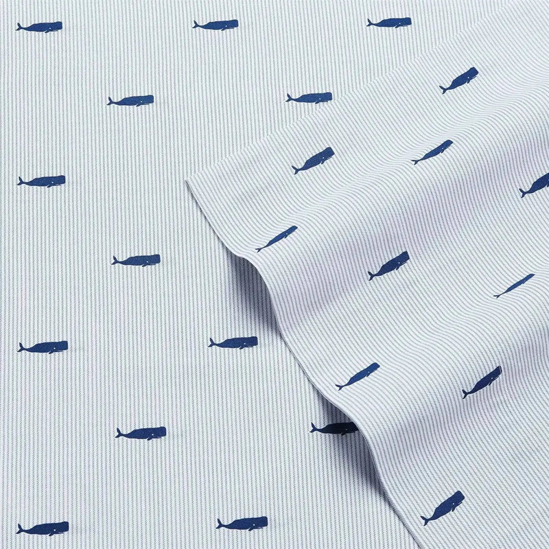 Twin XL size Coastal Beach 100-Percent Cotton Navy Blue White Stripe Sheet Set by HomePacific