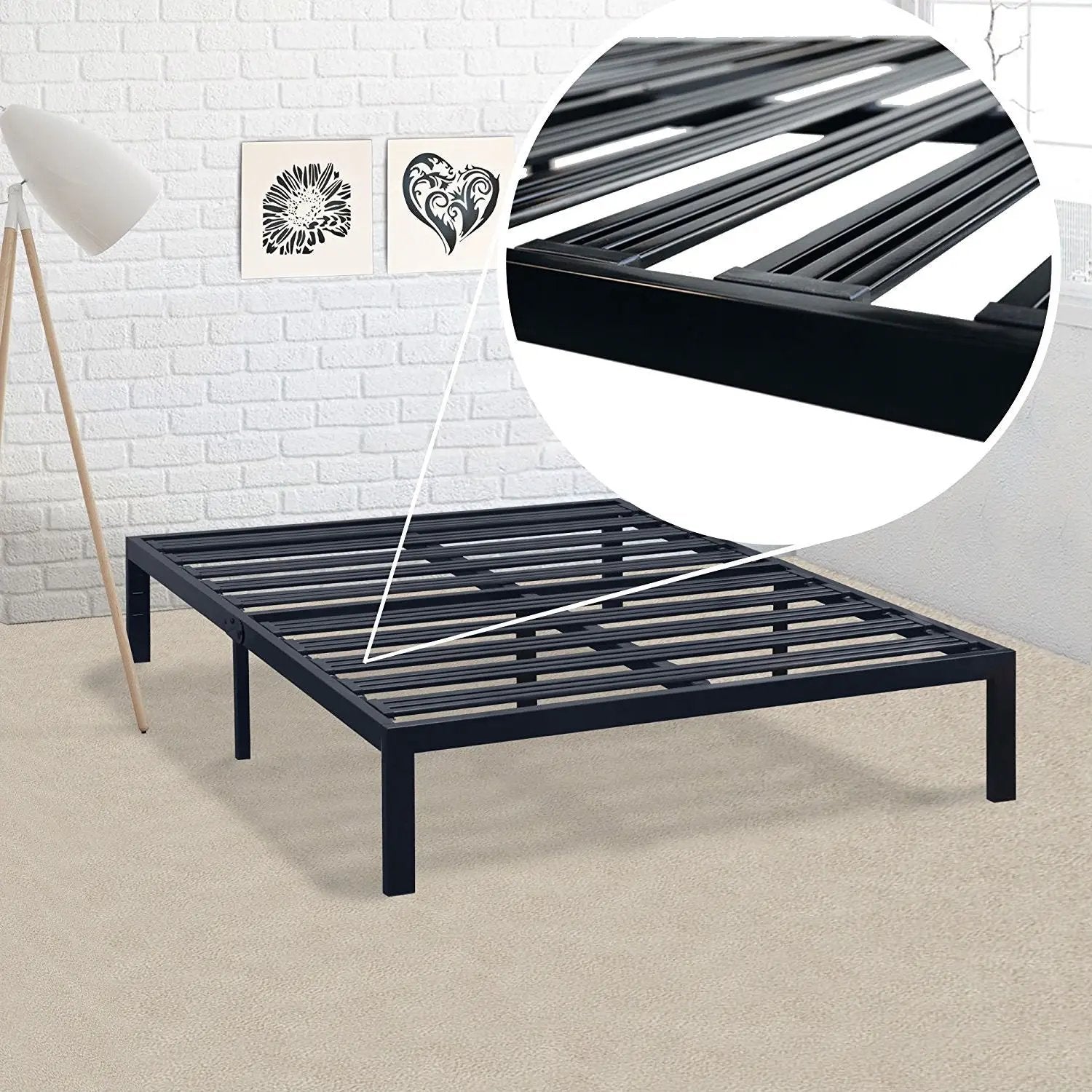 Twin XL Metal Platform Bed Frame with Heavy Duty Steel Slats by HomePacific