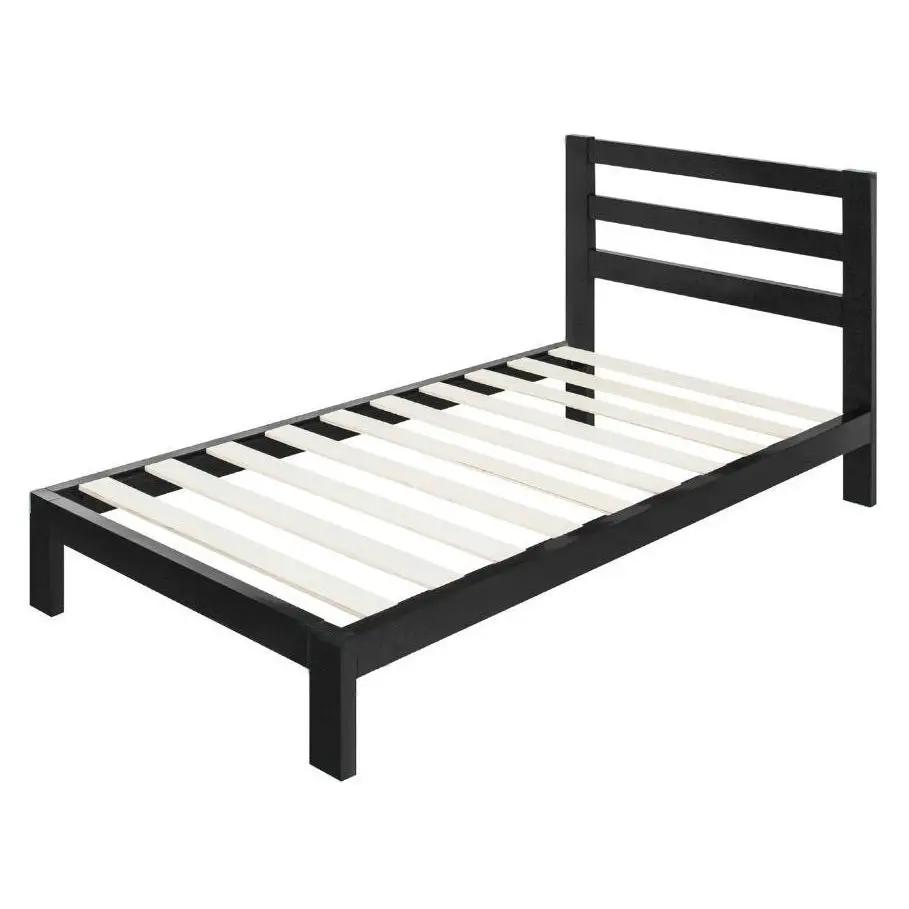 Twin size Modern Metal Platform Bed Frame with Headboard And Wood Support Slats by HomePacific