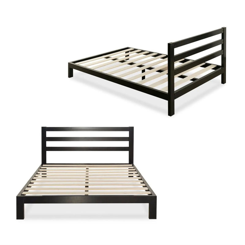Twin size Modern Metal Platform Bed Frame with Headboard And Wood Support Slats by HomePacific