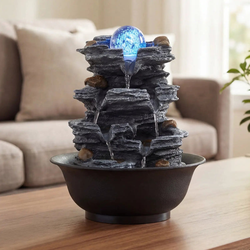 Tabletop Water Fountain with Rolling Crystal Ball and Color-Changing LED Light by DirectDeals