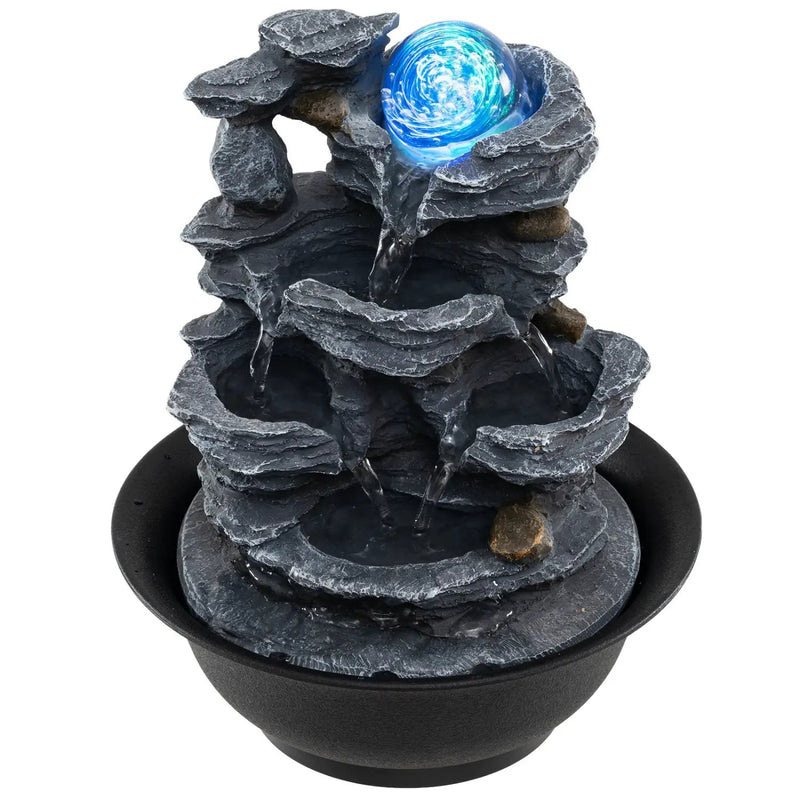 Tabletop Water Fountain with Rolling Crystal Ball and Color-Changing LED Light by DirectDeals