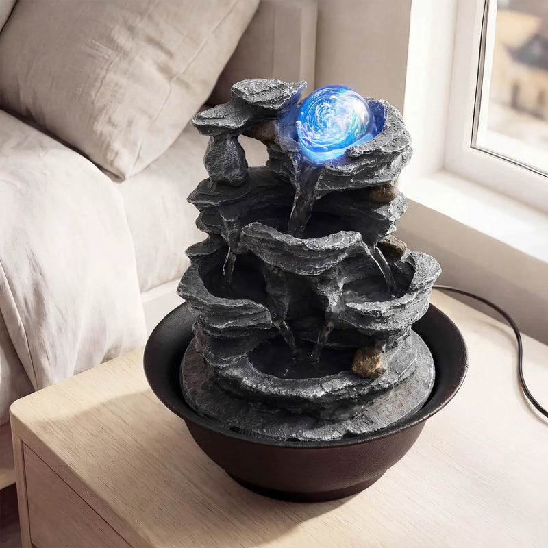 Tabletop Water Fountain with Rolling Crystal Ball and Color-Changing LED Light by DirectDeals