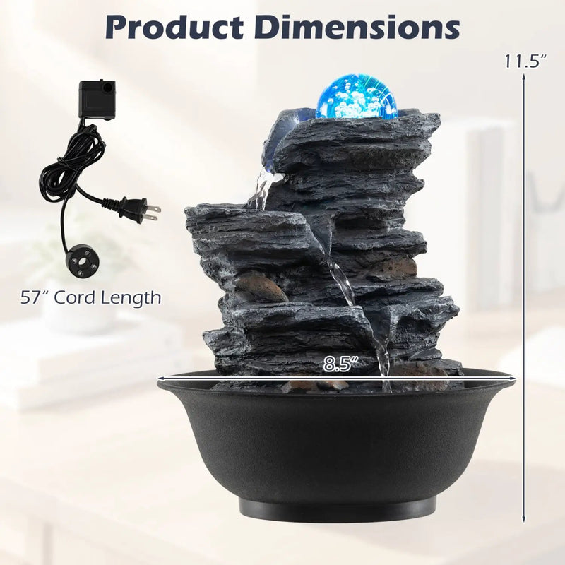 Tabletop Water Fountain with Rolling Crystal Ball and Color-Changing LED Light by DirectDeals
