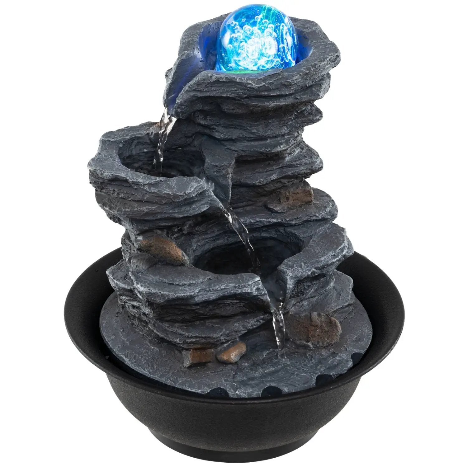 Tabletop Water Fountain with Rolling Crystal Ball and Color-Changing LED Light by DirectDeals