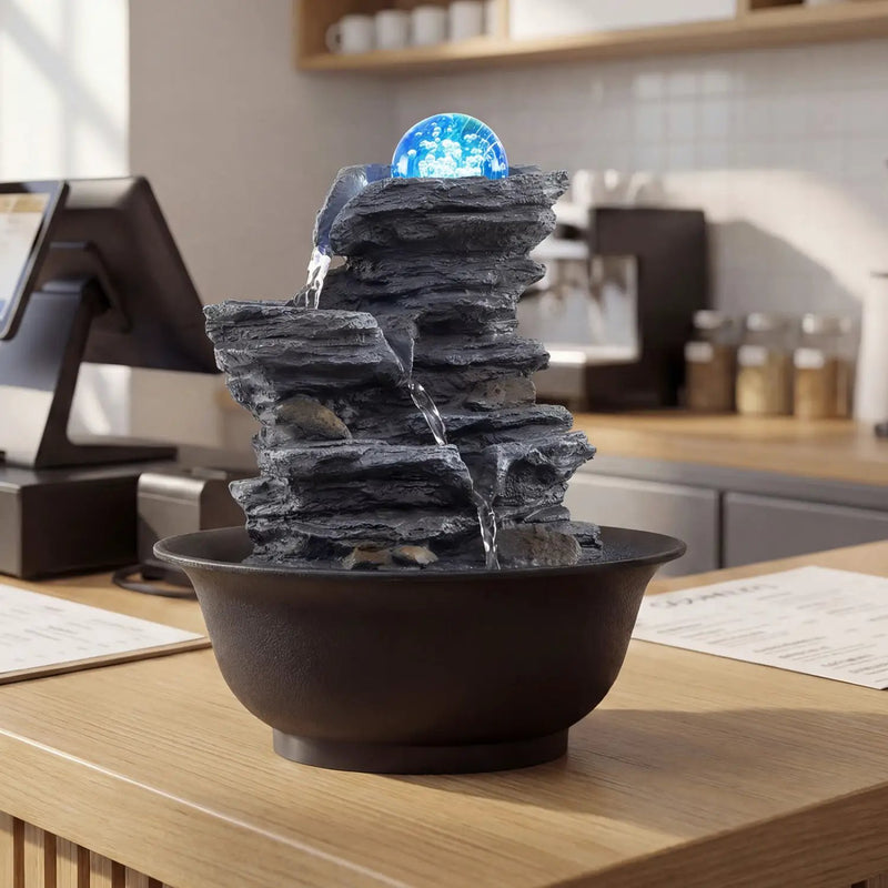 Tabletop Water Fountain with Rolling Crystal Ball and Color-Changing LED Light by DirectDeals