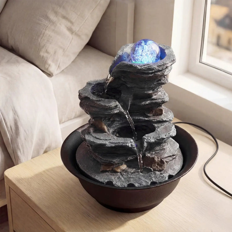 Tabletop Water Fountain with Rolling Crystal Ball and Color-Changing LED Light by DirectDeals
