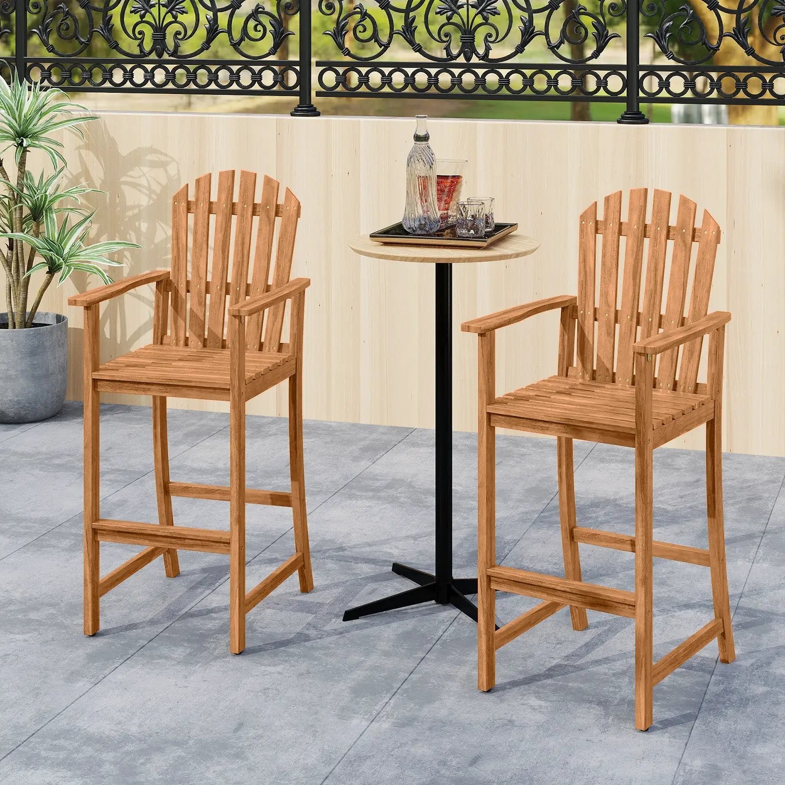 Tall Adirondack Chair with Armrests and Footrest for Deck by DirectDeals