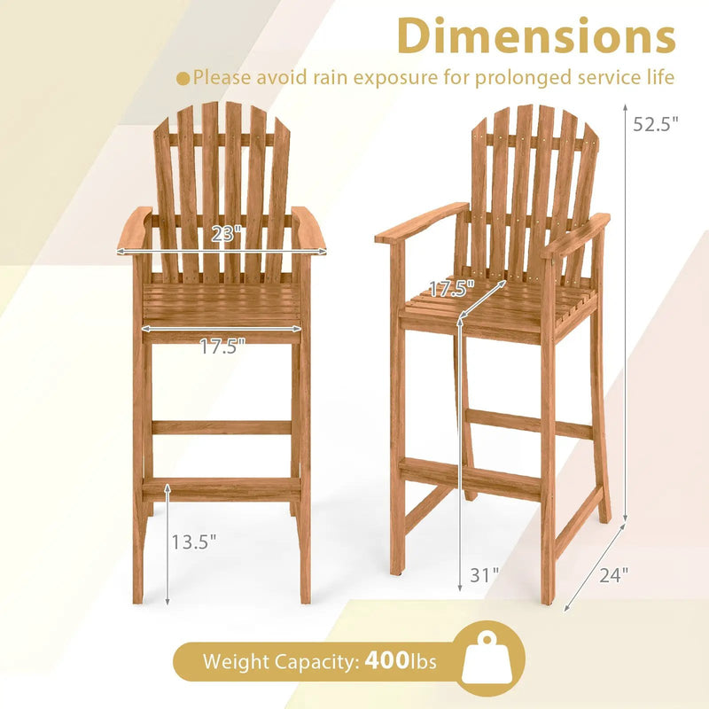 Tall Adirondack Chair with Armrests and Footrest for Deck by DirectDeals