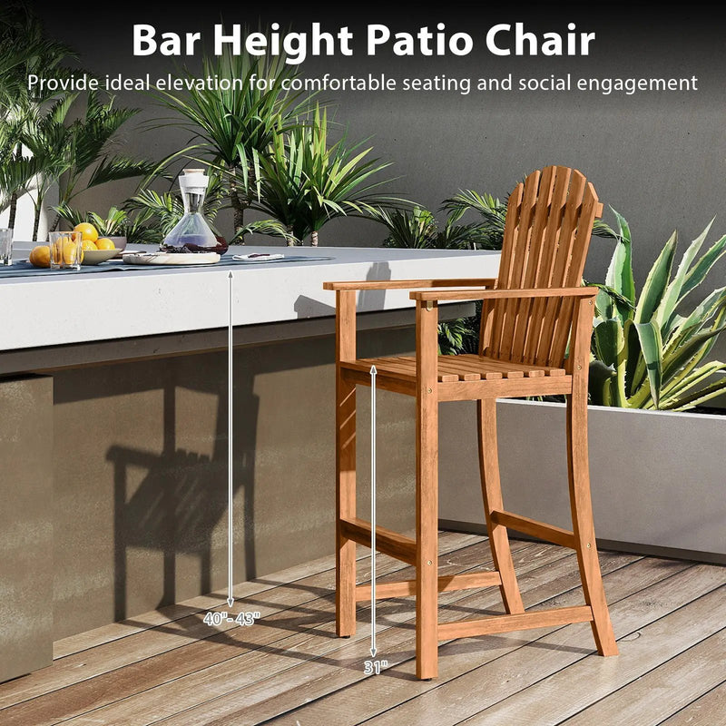Tall Adirondack Chair with Armrests and Footrest for Deck by DirectDeals