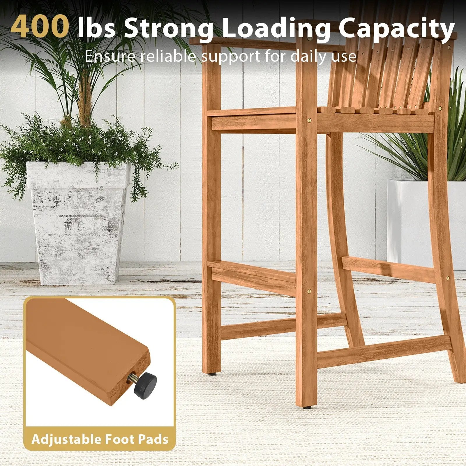 Tall Adirondack Chair with Armrests and Footrest for Deck by DirectDeals
