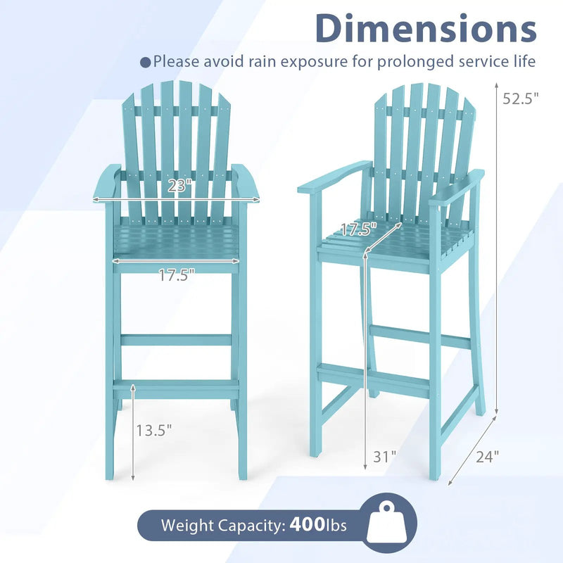 Tall Adirondack Chair with Armrests and Footrest for Deck by DirectDeals