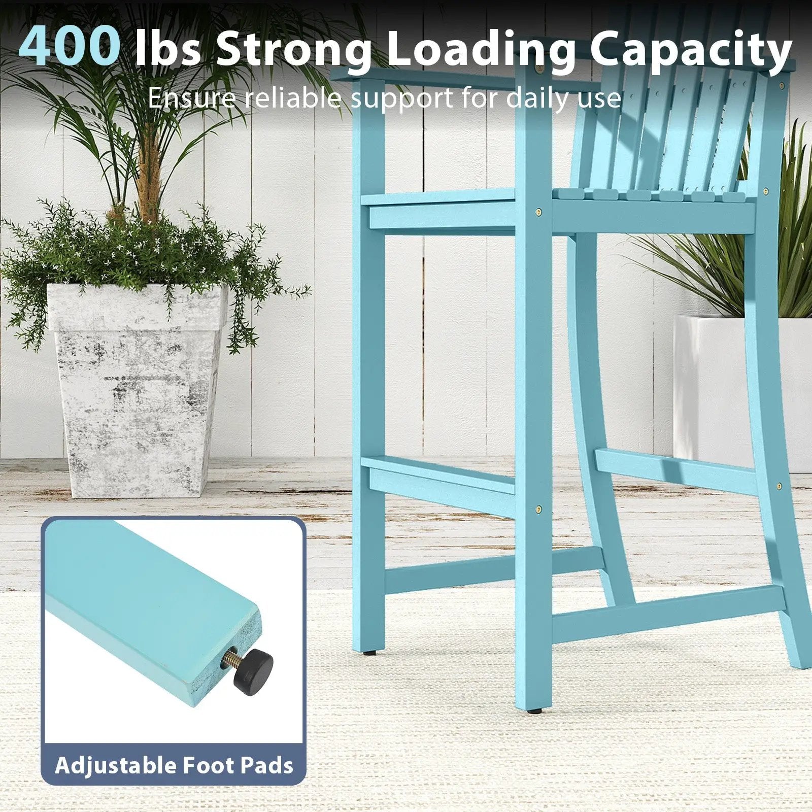 Tall Adirondack Chair with Armrests and Footrest for Deck by DirectDeals