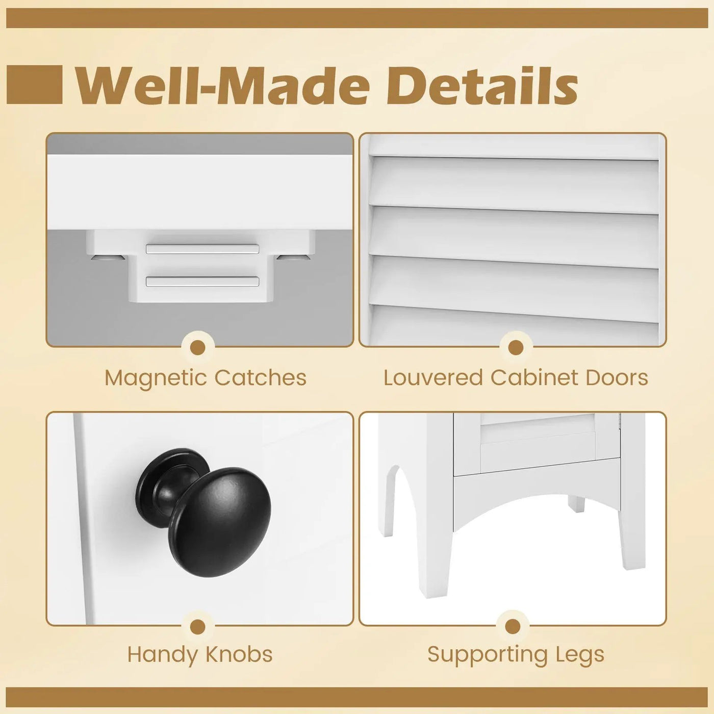Tall Bathroom Floor Cabinet with Shutter Doors and Adjustable Shelf by DirectDeals