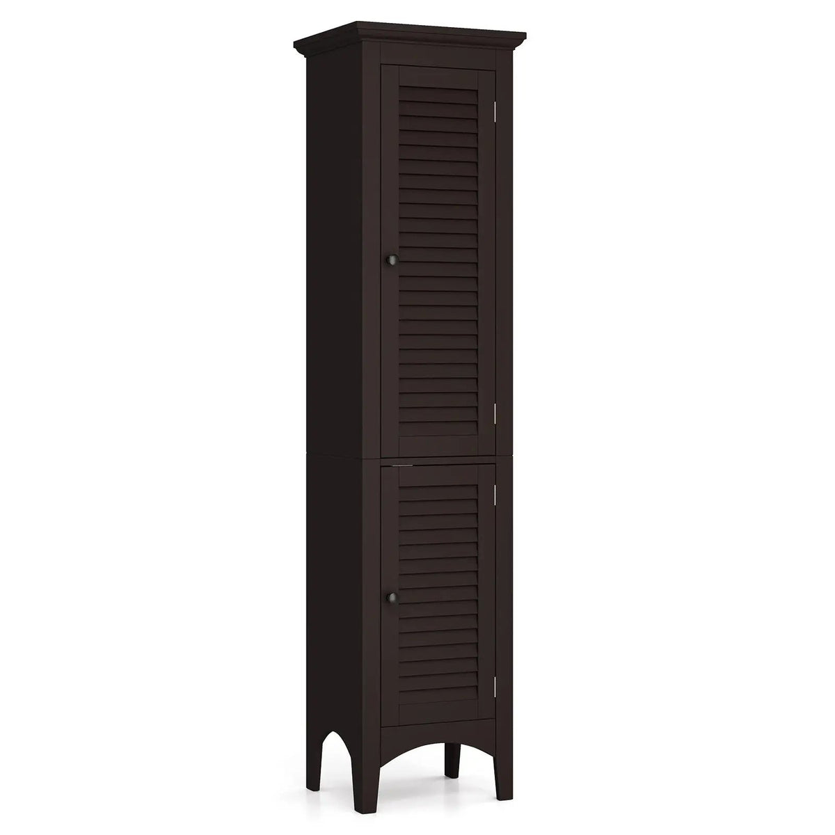 Tall Bathroom Floor Cabinet with Shutter Doors and Adjustable Shelf by DirectDeals