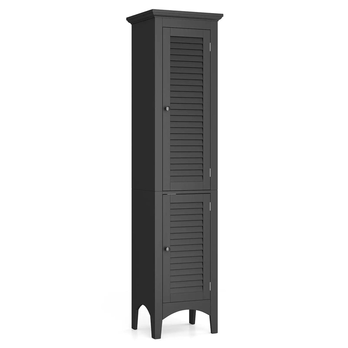 Tall Bathroom Floor Cabinet with Shutter Doors and Adjustable Shelf by DirectDeals