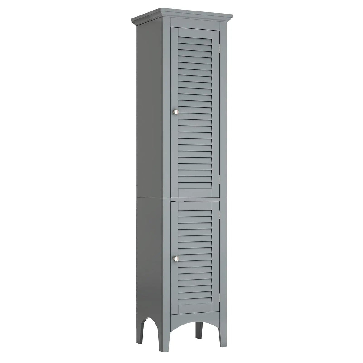 Tall Bathroom Floor Cabinet with Shutter Doors and Adjustable Shelf by DirectDeals