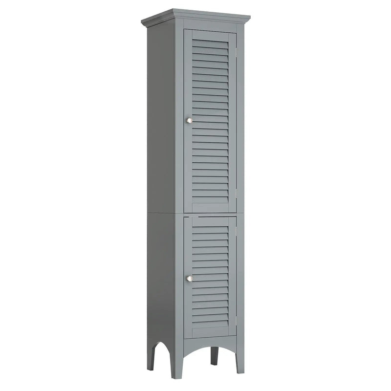 Tall Bathroom Floor Cabinet with Shutter Doors and Adjustable Shelf by DirectDeals