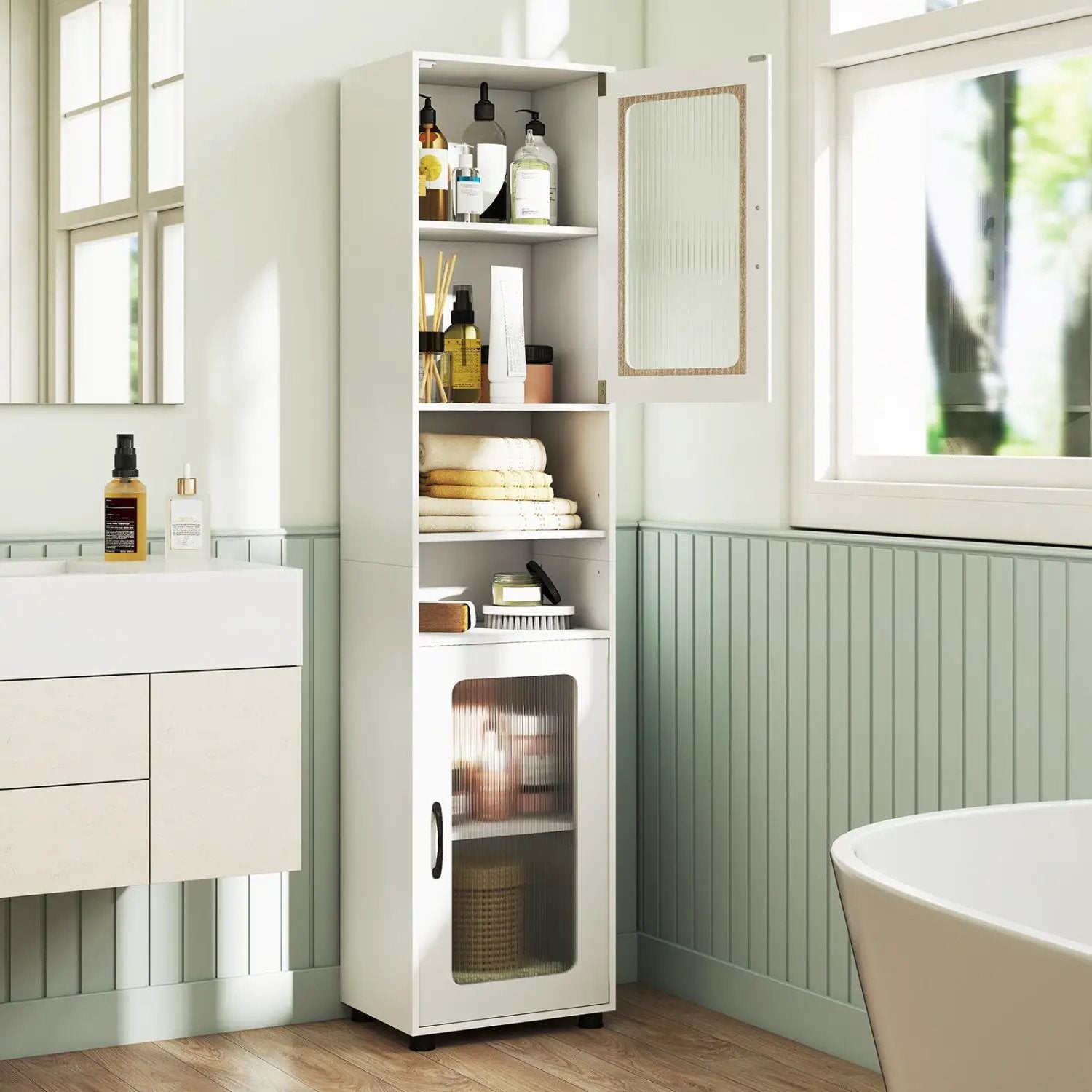 Tall Bathroom Storage Cabinet 67 Inches Freestanding Storage Organizer by DirectDeals