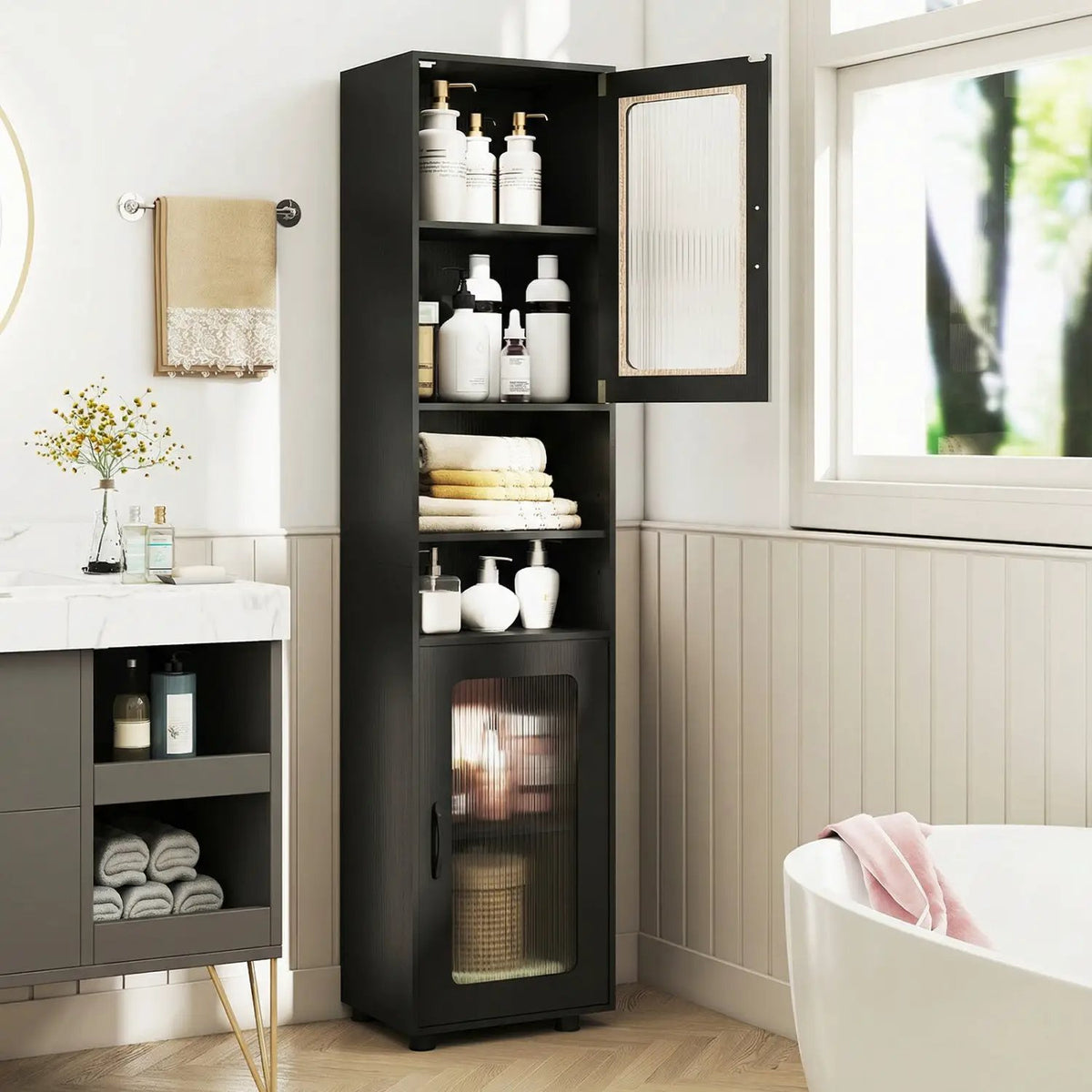 Tall Bathroom Storage Cabinet 67 Inches Freestanding Storage Organizer by DirectDeals