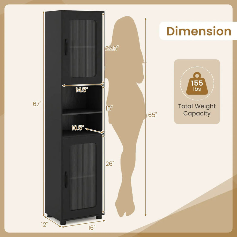 Tall Bathroom Storage Cabinet 67 Inches Freestanding Storage Organizer by DirectDeals