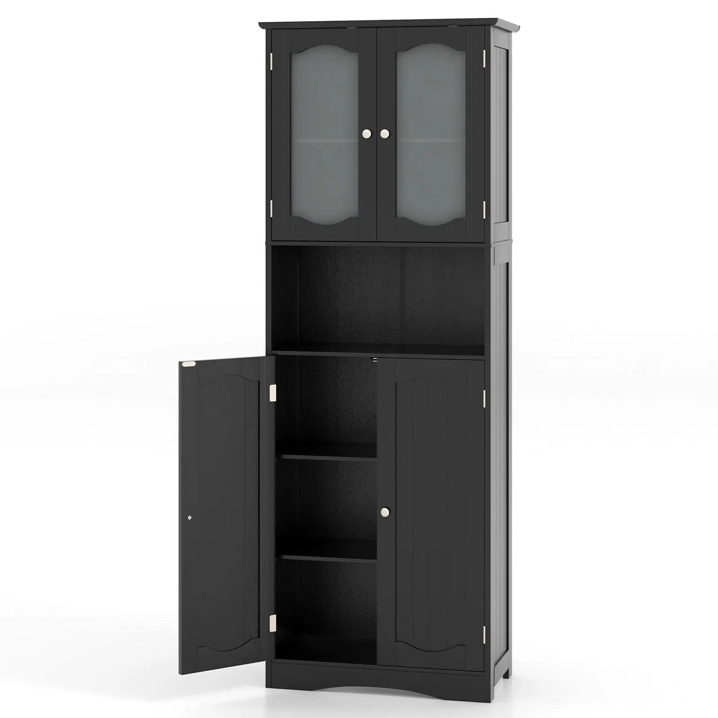 64.5 Inches Tall Bathroom Storage Cabinet with Frost Glass Doors and Shelves by DirectDeals
