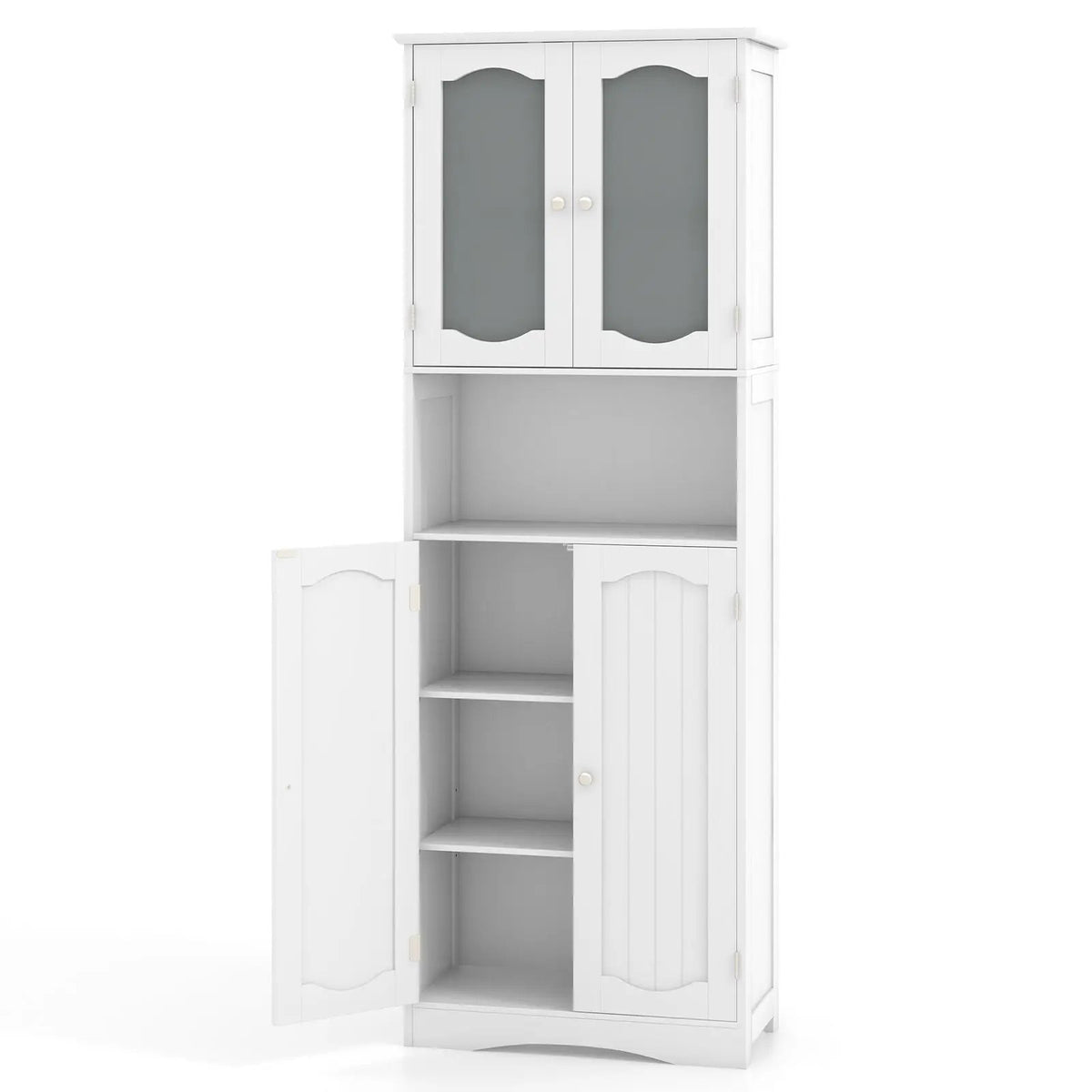 64.5 Inches Tall Bathroom Storage Cabinet with Frost Glass Doors and Shelves by DirectDeals
