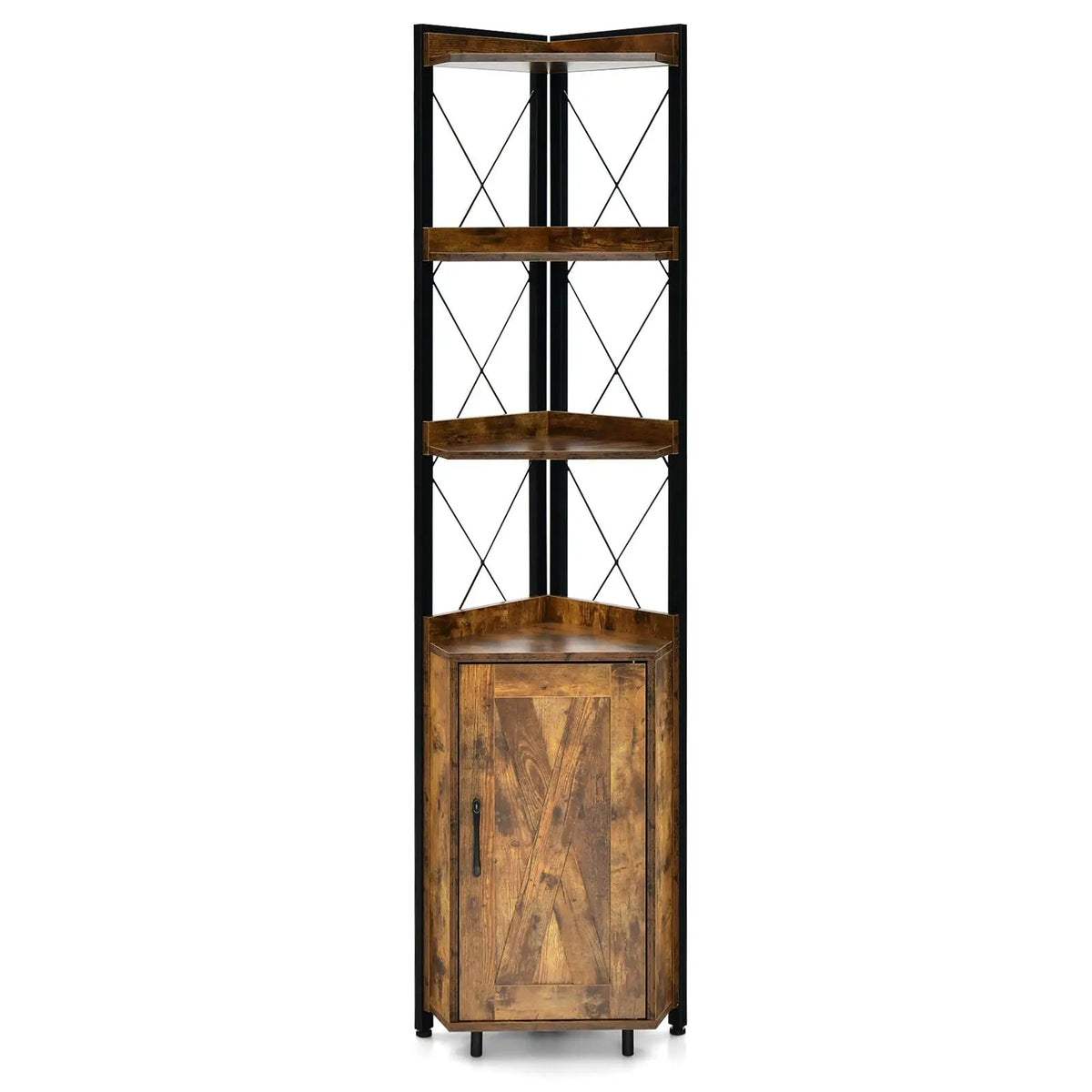 Tall Corner Storage Cabinet with 3-Tier Shelf and Enclosed Cabinet by DirectDeals
