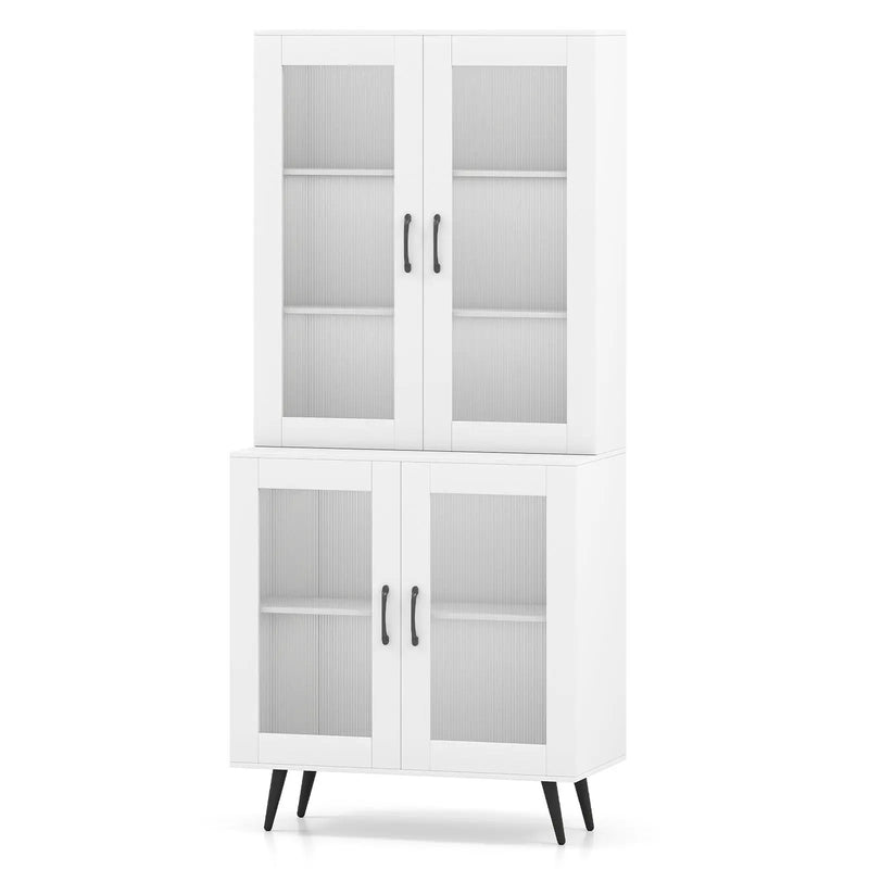 70.5 inch Tall Kitchen Pantry Cabinet Cupboard with 4 Transparent Doors by DirectDeals