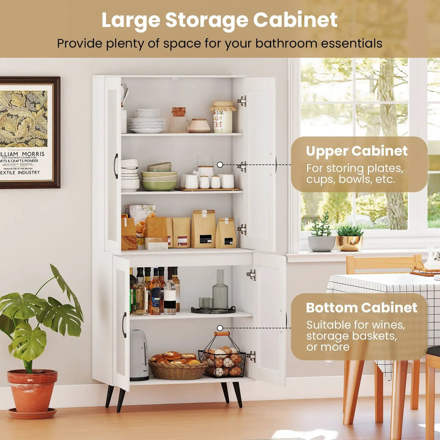 70.5 inch Tall Kitchen Pantry Cabinet Cupboard with 4 Transparent Doors by DirectDeals