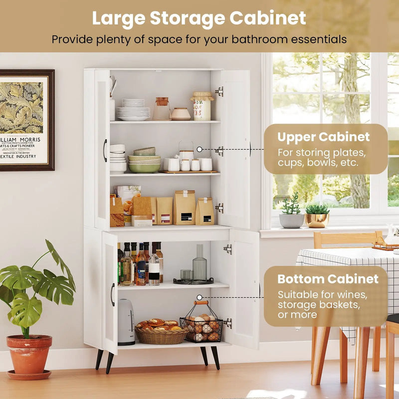 70.5 inch Tall Kitchen Pantry Cabinet Cupboard with 4 Transparent Doors by DirectDeals