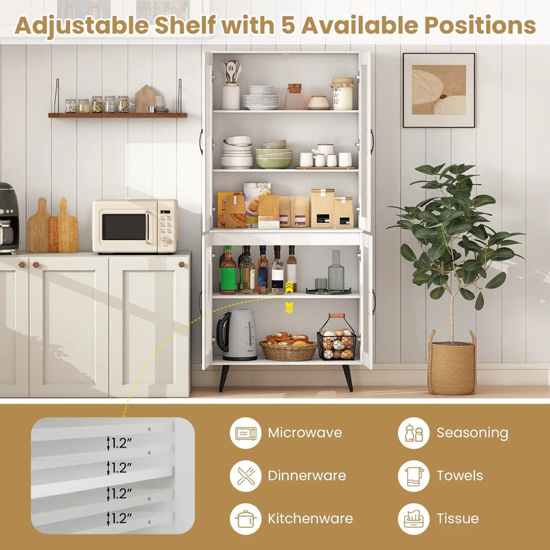 70.5 inch Tall Kitchen Pantry Cabinet Cupboard with 4 Transparent Doors by DirectDeals