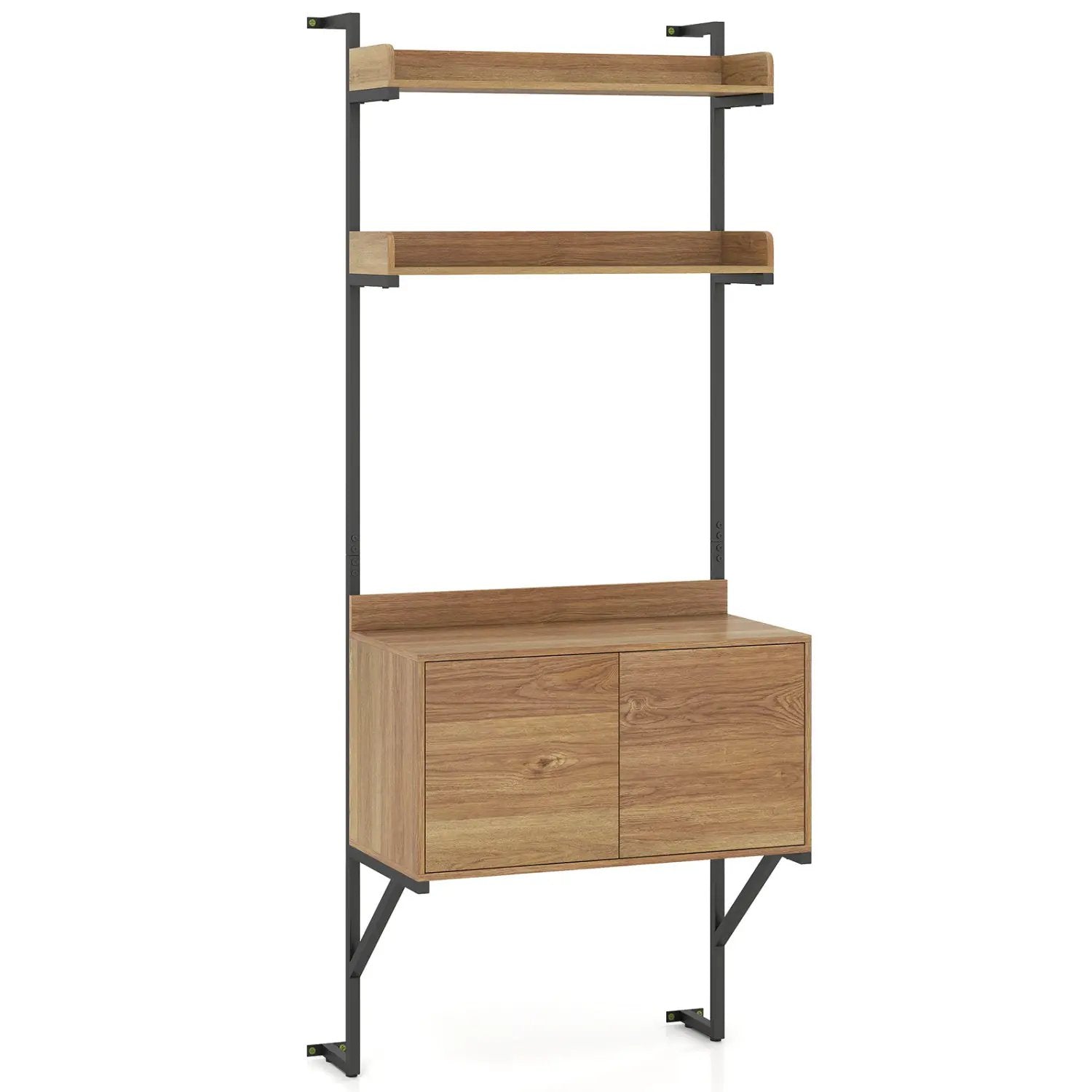 Tall Ladder Shelf with Storage Cabinet Narrow Wall Mounted Ladder Bookcase by DirectDeals