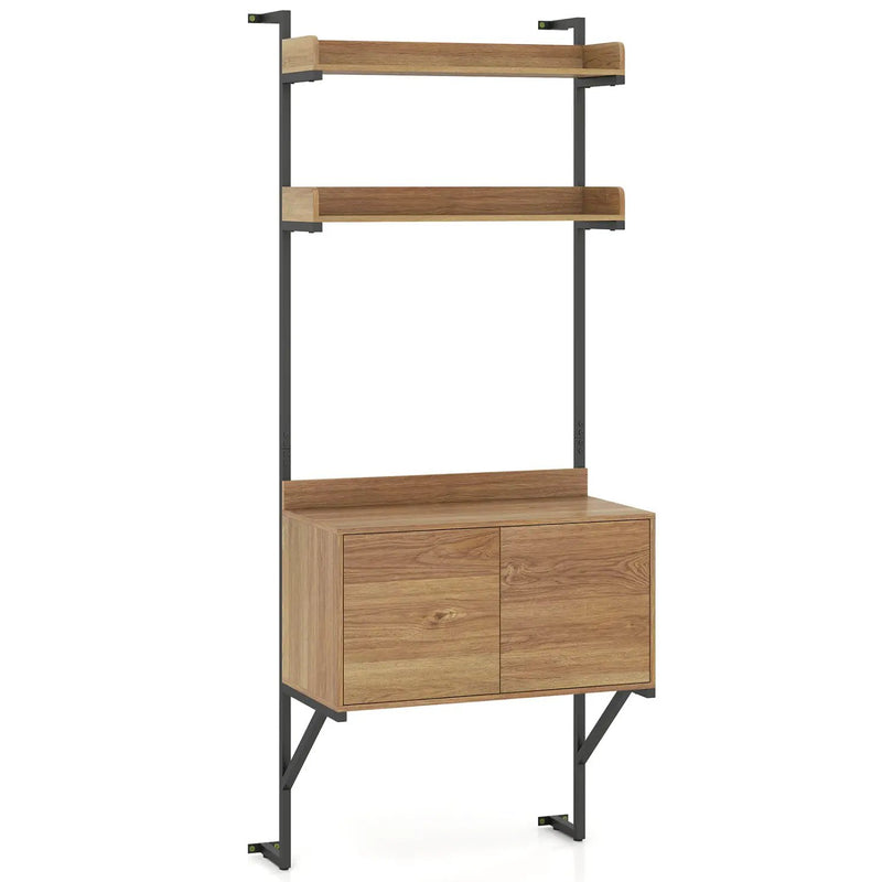 Tall Ladder Shelf with Storage Cabinet Narrow Wall Mounted Ladder Bookcase by DirectDeals