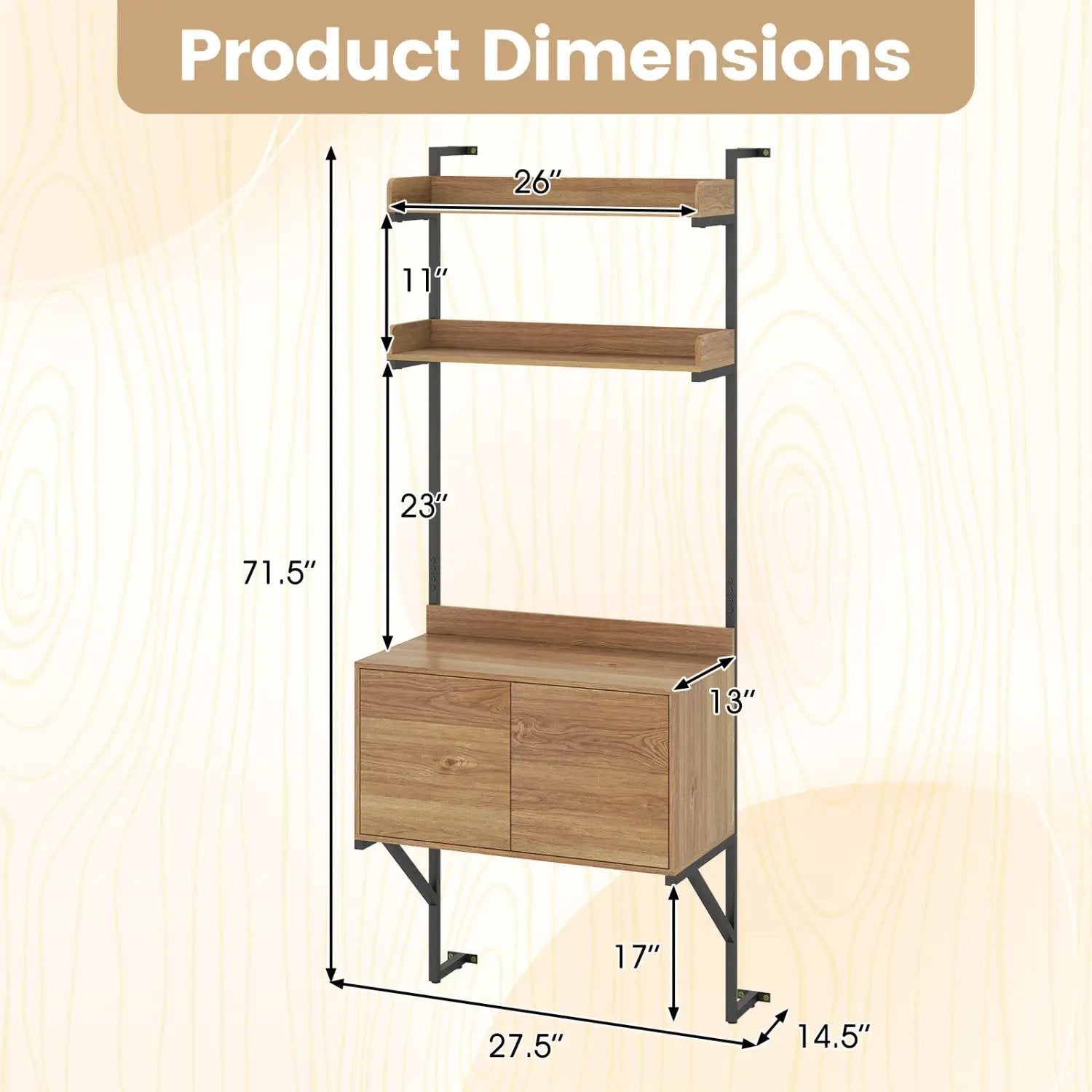 Tall Ladder Shelf with Storage Cabinet Narrow Wall Mounted Ladder Bookcase by DirectDeals