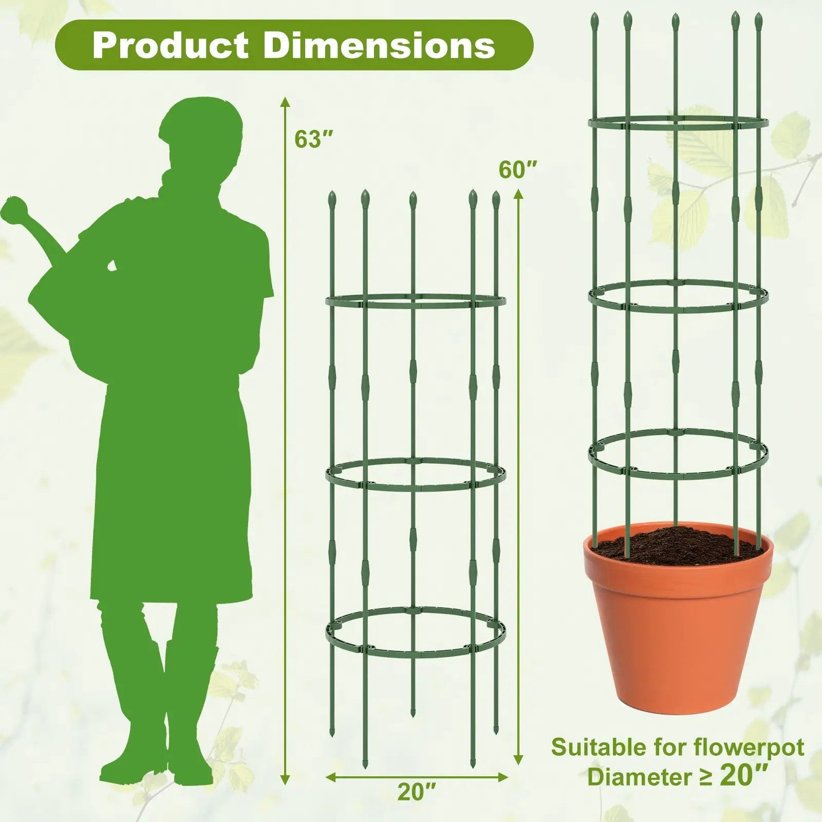 3-Pack Garden Trellis 40 Inch Tall Plant Support Stands with Clips and Ties by DirectDeals