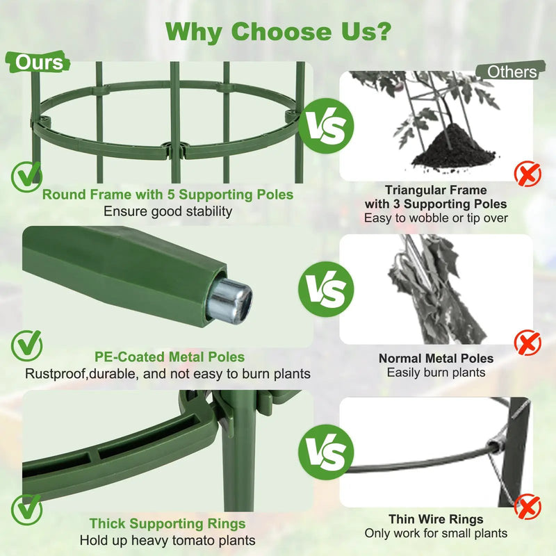 3-Pack Garden Trellis 40 Inch Tall Plant Support Stands with Clips and Ties by DirectDeals