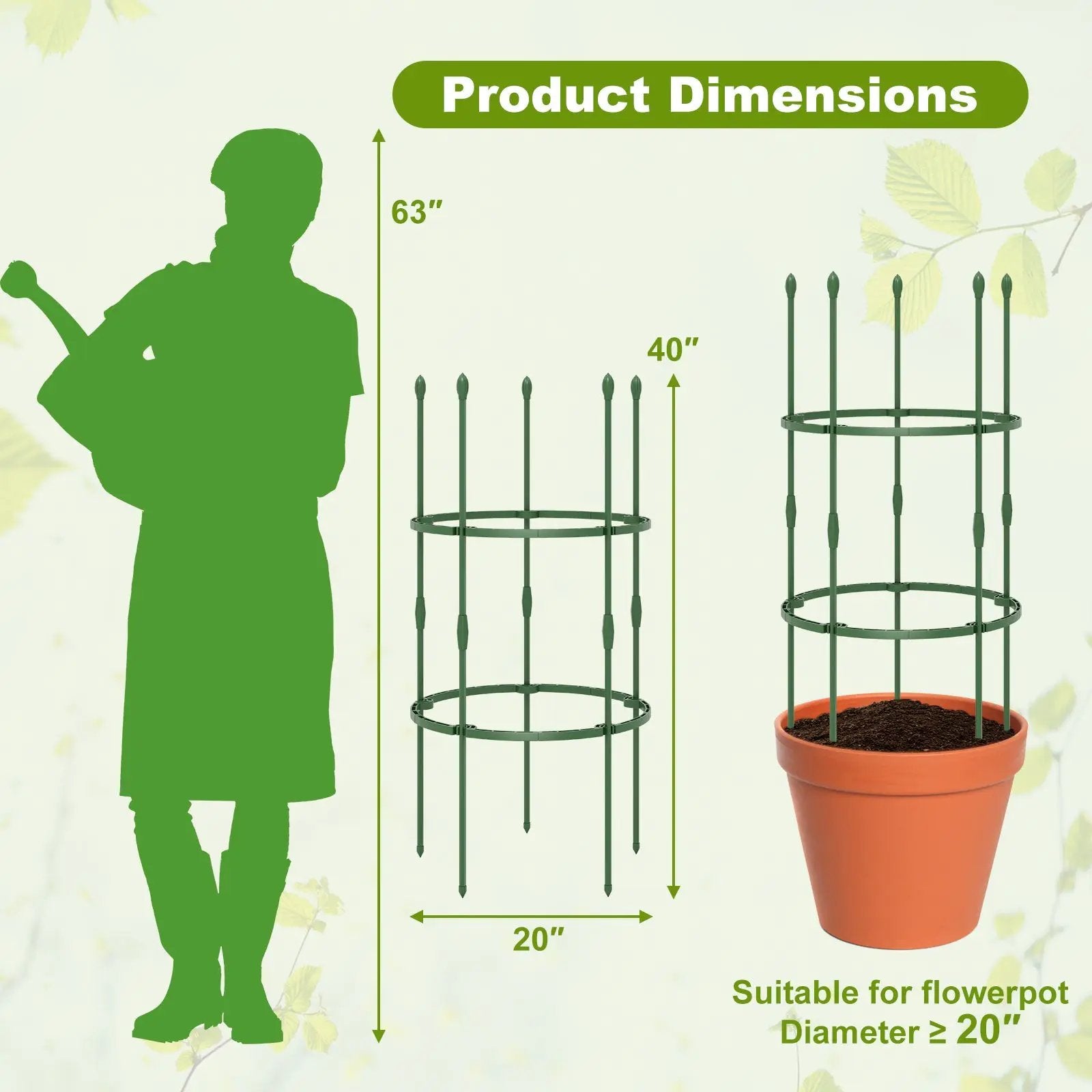 3-Pack Garden Trellis 40 Inch Tall Plant Support Stands with Clips and Ties by DirectDeals