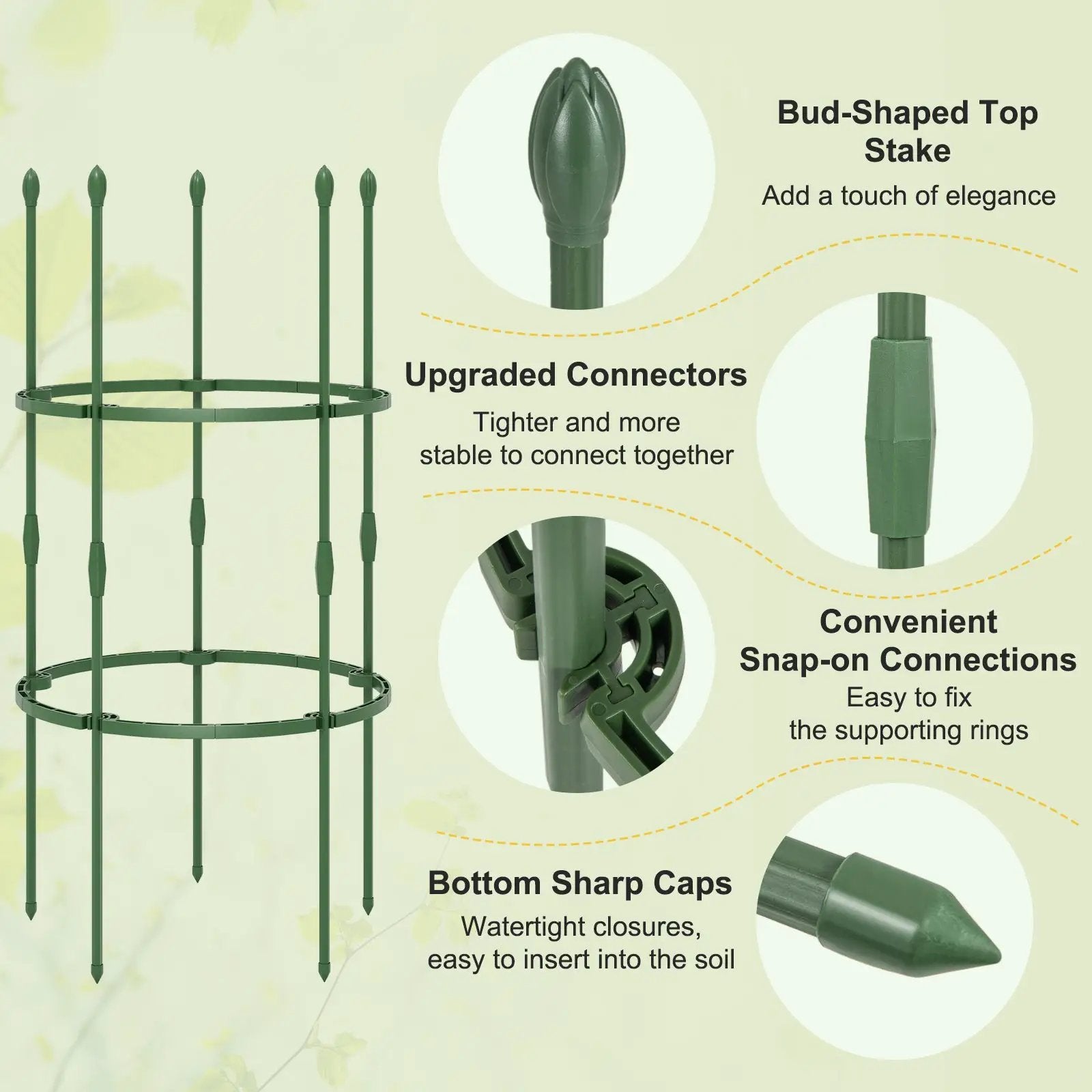 3-Pack Garden Trellis 40 Inch Tall Plant Support Stands with Clips and Ties by DirectDeals