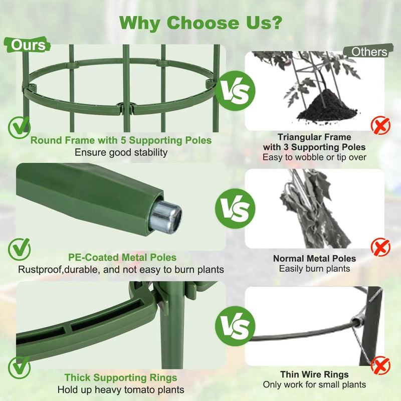 3-Pack Garden Trellis 40 Inch Tall Plant Support Stands with Clips and Ties by DirectDeals
