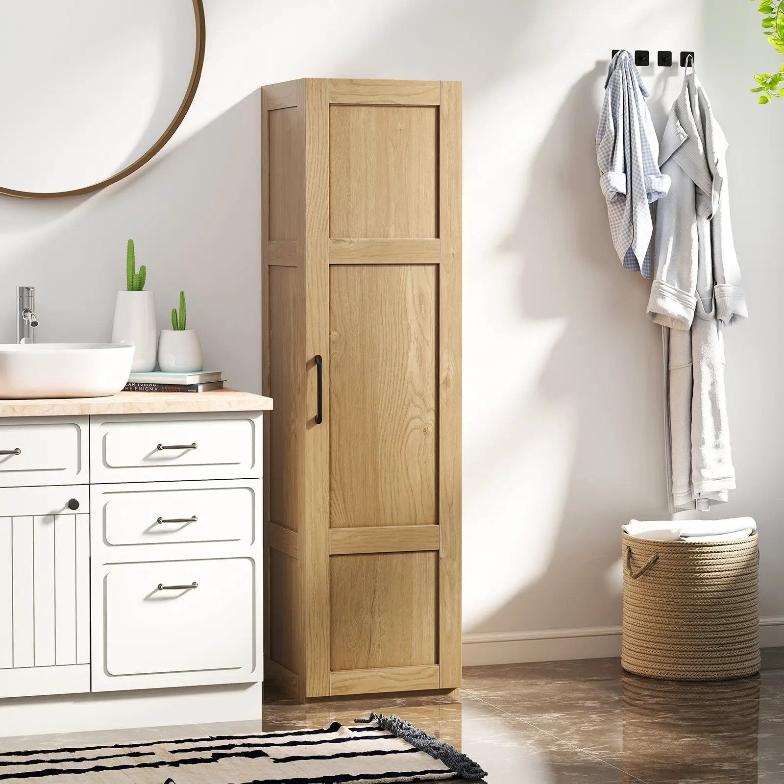 Tall Storage Cabinet with 4 Storage Shelves for Bathroom Living Room by DirectDeals