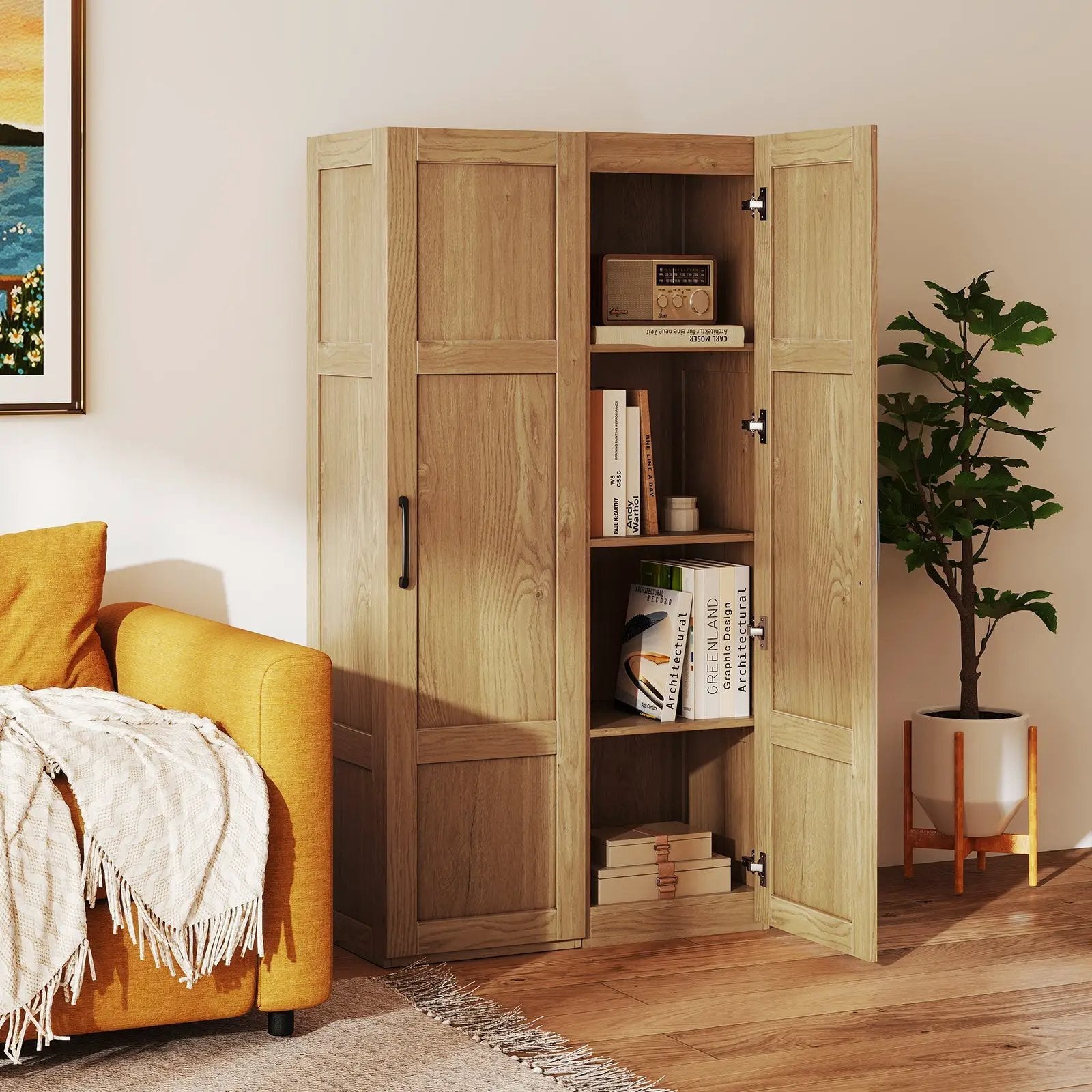 Tall Storage Cabinet with 4 Storage Shelves for Bathroom Living Room by DirectDeals