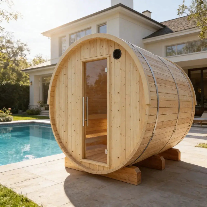 Tampere Finnish Barrel Sauna with WiFi Heater - Finnish Sauna Builders by Finnish Sauna Builders