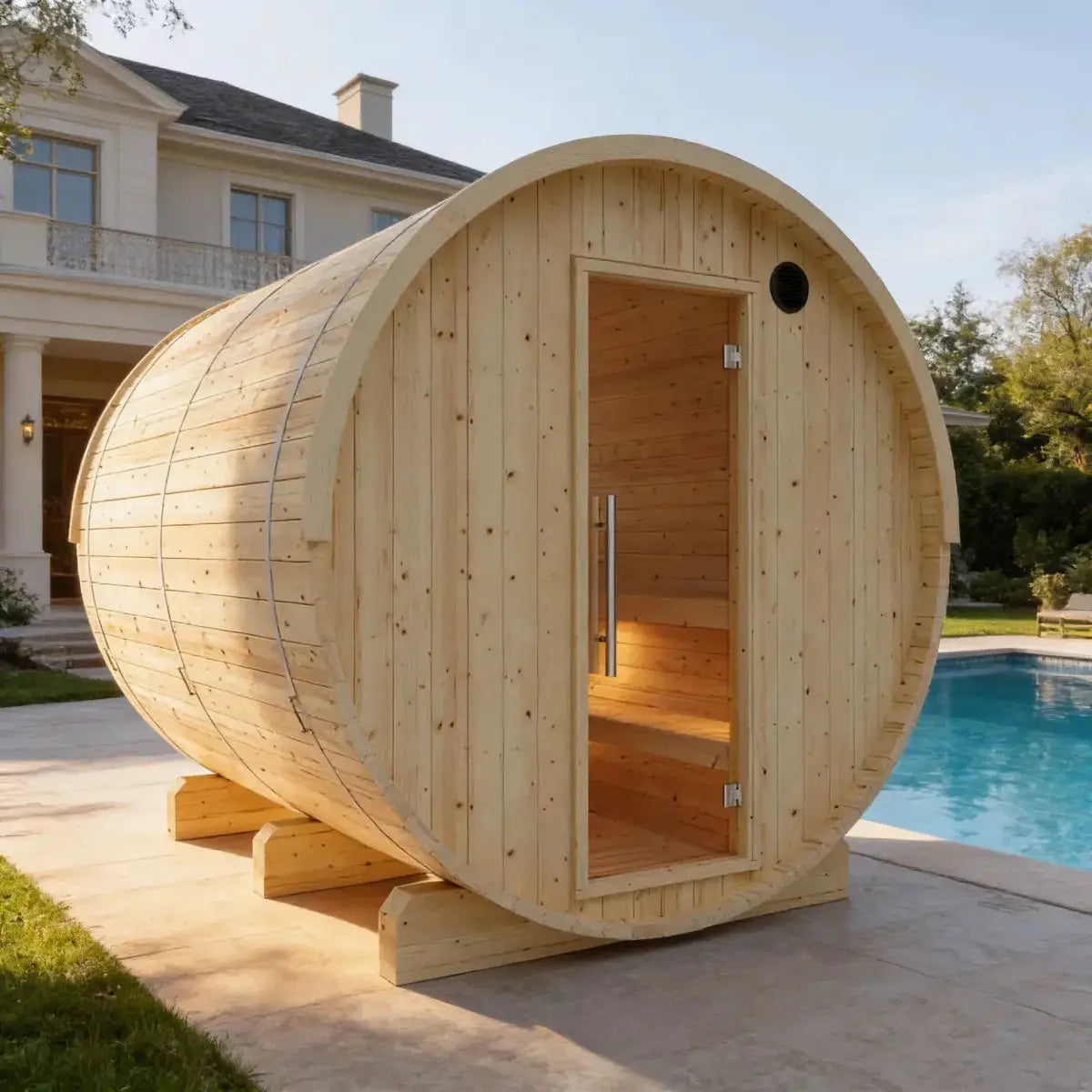 Tampere Finnish Barrel Sauna with WiFi Heater - Finnish Sauna Builders by Finnish Sauna Builders