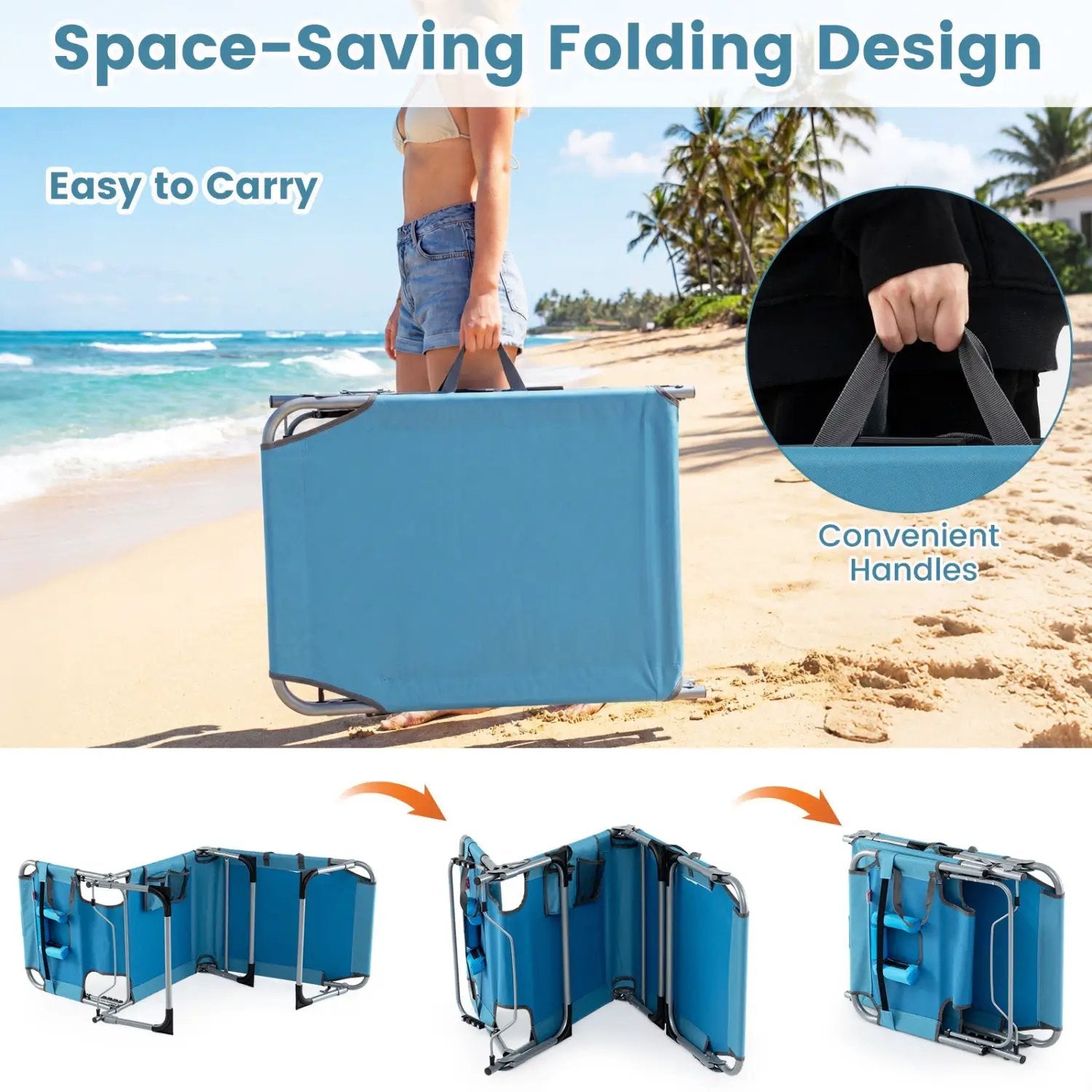 Tanning Chair with Face Arm Holes Folding Chair by DirectDeals