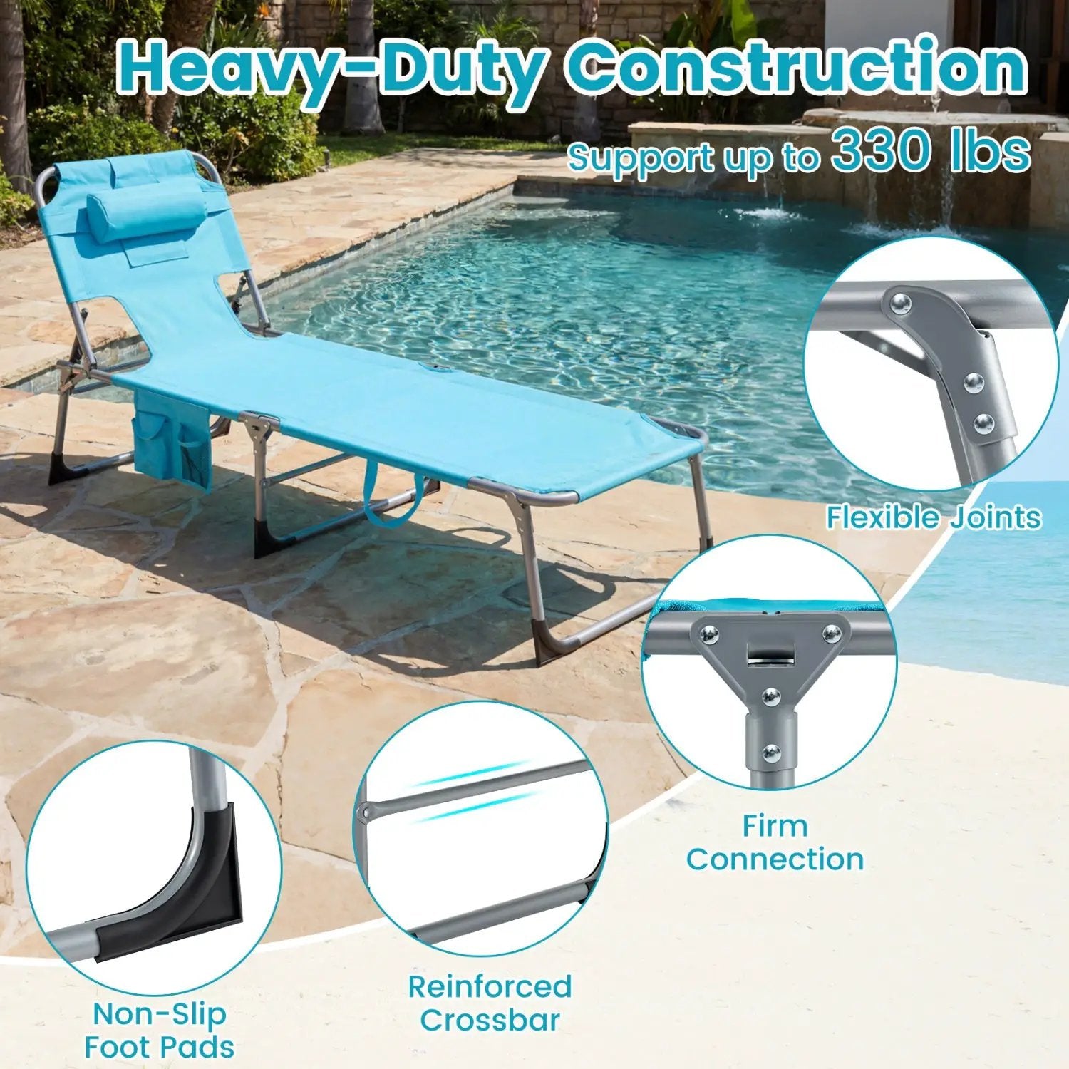 Tanning Chair with Face Arm Holes Folding Chair by DirectDeals