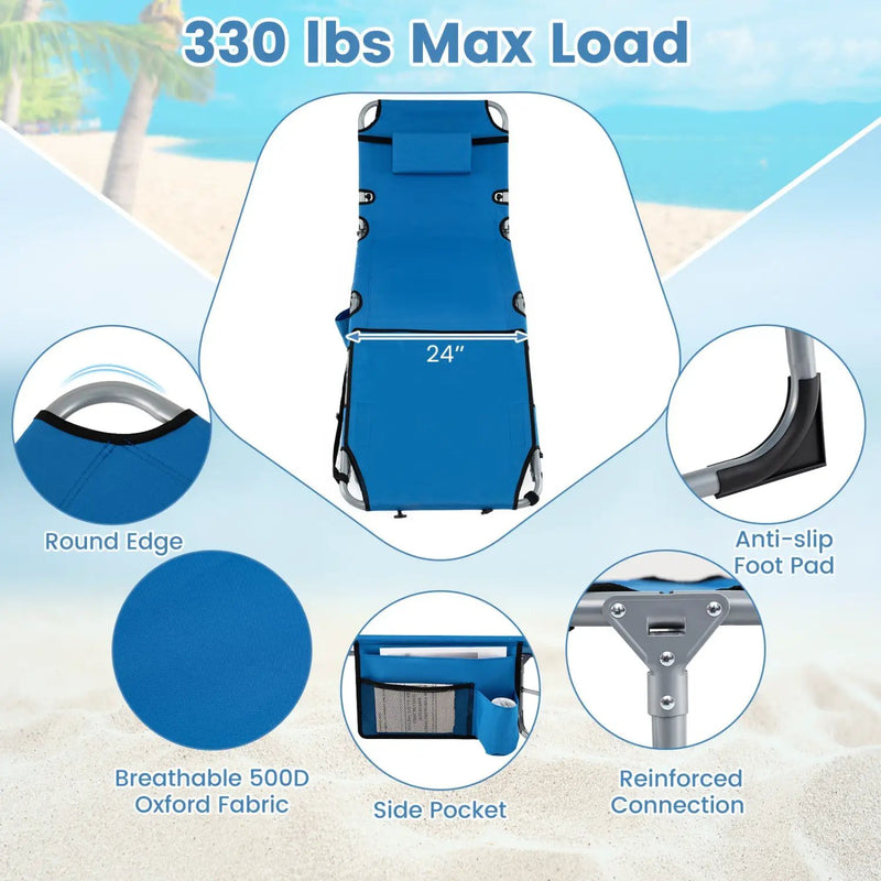 Tanning Chair with Face Arm Holes Portable Sunbathing Chair by DirectDeals