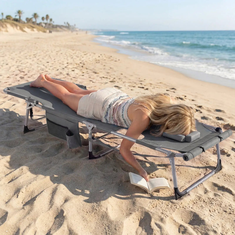 Tanning Chair with Face Arm Holes Portable Sunbathing Chair by DirectDeals