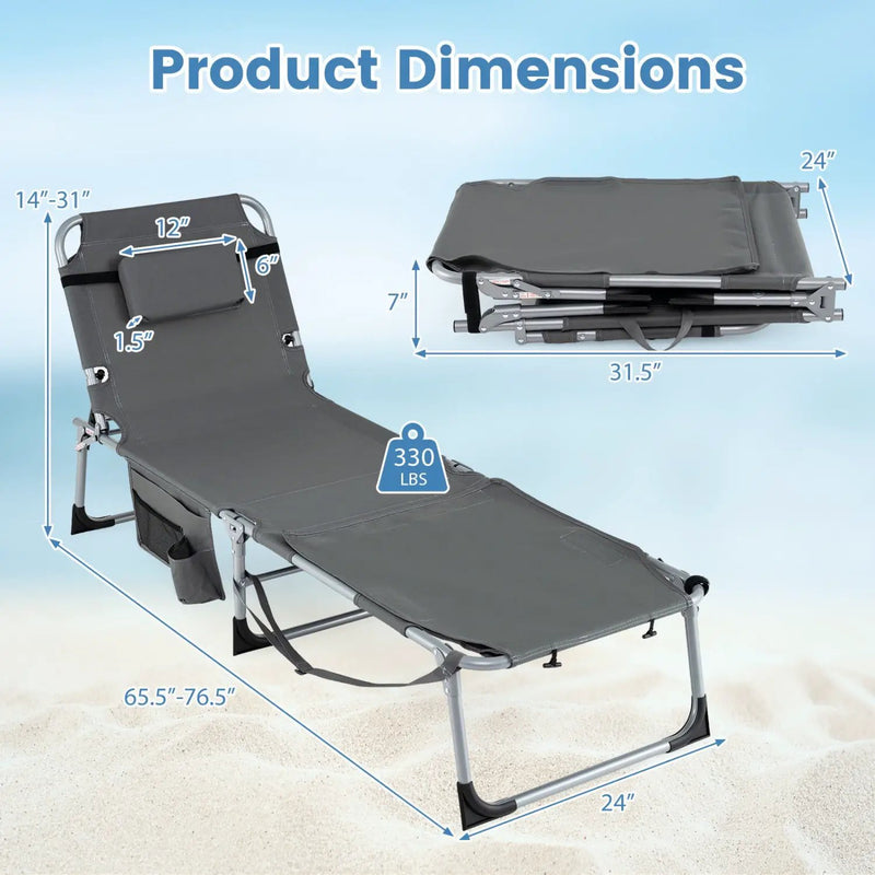 Tanning Chair with Face Arm Holes Portable Sunbathing Chair by DirectDeals