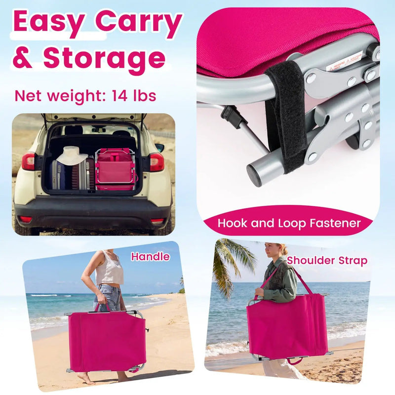 Tanning Chair with Face Arm Holes Portable Sunbathing Chair by DirectDeals